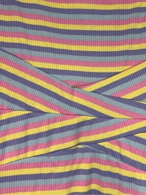 Striped Ribbed Crop Top in Pastel Yellow, Pink, Blue & Purple